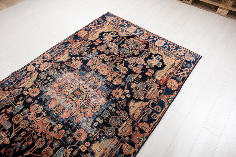 8' 3" x 4' 9" Excellent Hand-Knotted Antique Distressed Tribal Rug