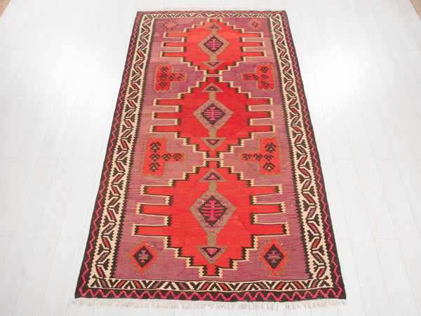 9' x 4' 10" Excellent Handwoven Vintage Tribal Kilim Rug - Yasi & Fara 