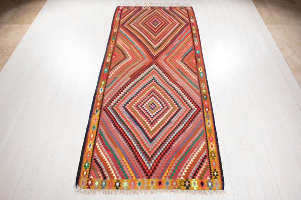 11' x 4' 9" Excellent Handwoven Vintage Tribal Kilim Rug - Yasi & Fara 