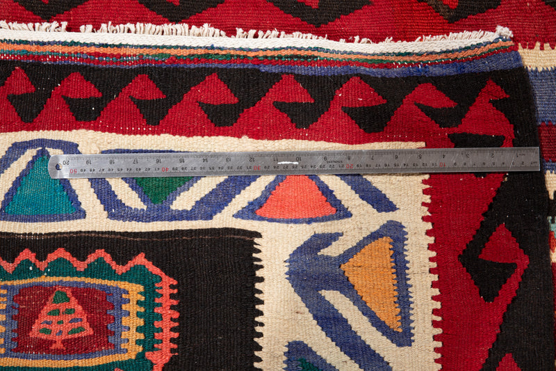14' x 5' 2" Excellent Handwoven Vintage Tribal Kilim Rug - Yasi & Fara 
