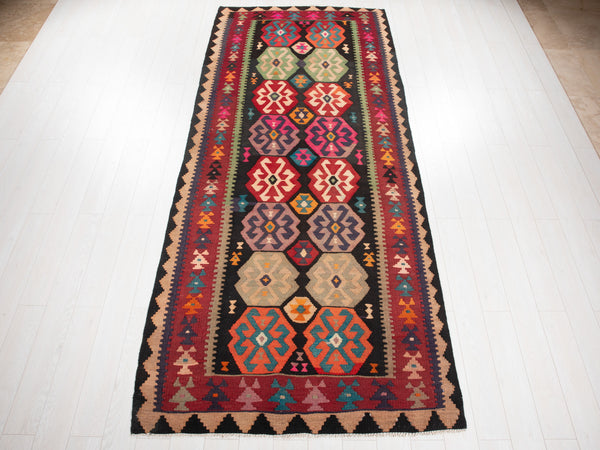 11' 5" x 4' 9" Excellent Handwoven Vintage Tribal Kilim Rug - Yasi & Fara 