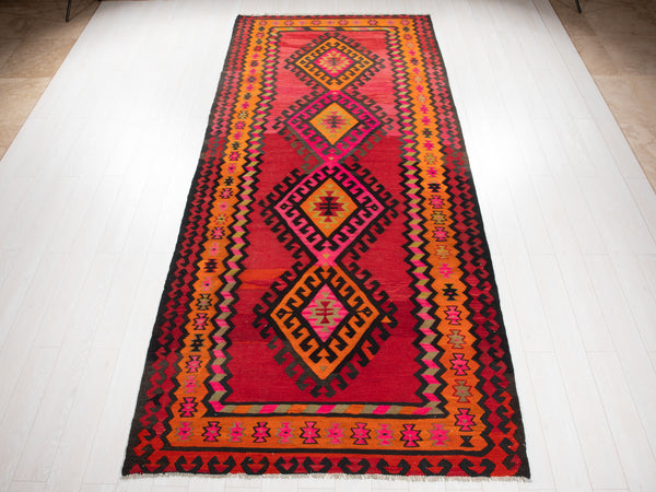 12' 7" x 5' 6" Excellent Handwoven Vintage Tribal Kilim Rug - Yasi & Fara 