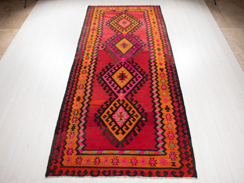 12' 7" x 5' 6" Excellent Handwoven Vintage Tribal Kilim Rug - Yasi & Fara 