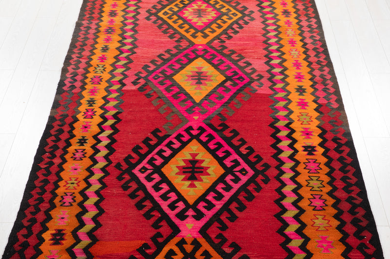 12' 7" x 5' 6" Excellent Handwoven Vintage Tribal Kilim Rug - Yasi & Fara 