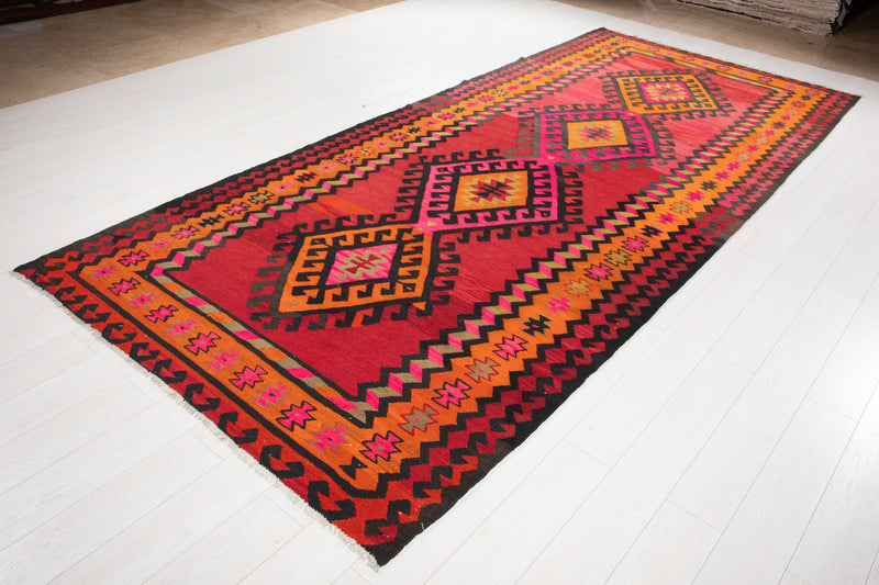 12' 7" x 5' 6" Excellent Handwoven Vintage Tribal Kilim Rug - Yasi & Fara 
