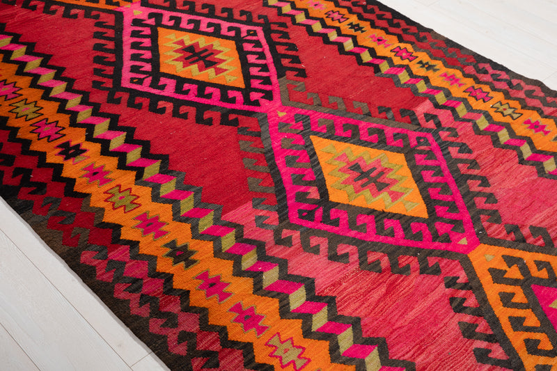 12' 7" x 5' 6" Excellent Handwoven Vintage Tribal Kilim Rug - Yasi & Fara 