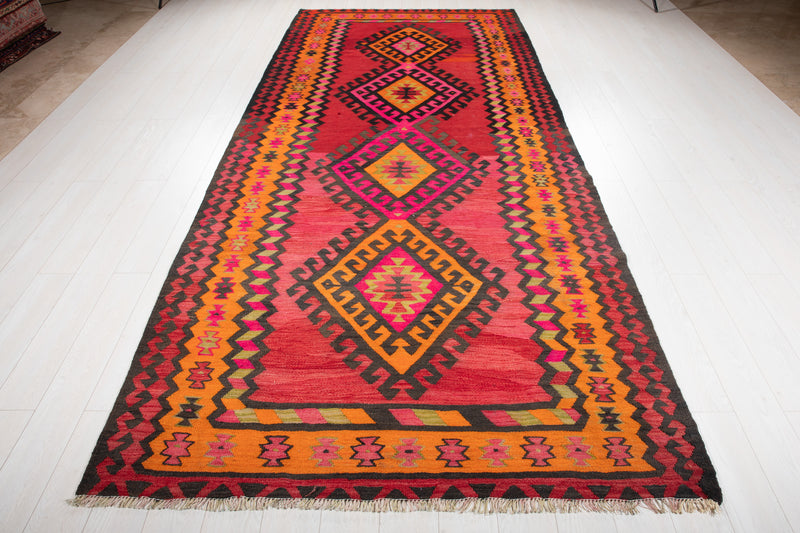 12' 7" x 5' 6" Excellent Handwoven Vintage Tribal Kilim Rug - Yasi & Fara 