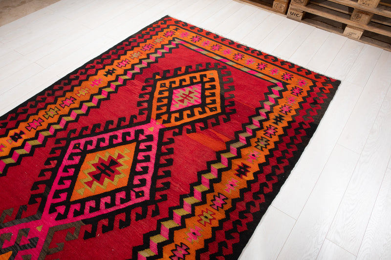 12' 7" x 5' 6" Excellent Handwoven Vintage Tribal Kilim Rug - Yasi & Fara 
