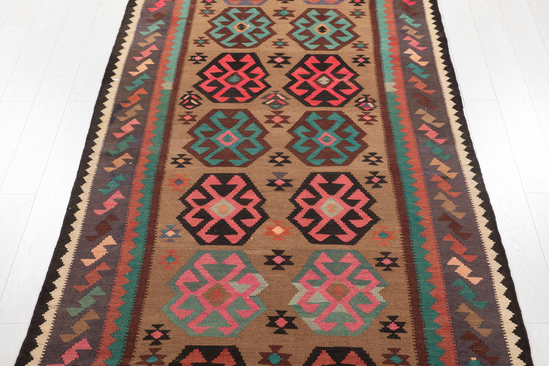 13' x 5' 4" Excellent Handwoven Vintage Tribal Kilim Rug - Yasi & Fara 