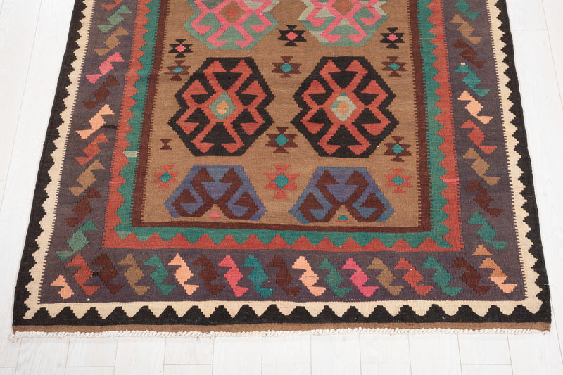 13' x 5' 4" Excellent Handwoven Vintage Tribal Kilim Rug - Yasi & Fara 