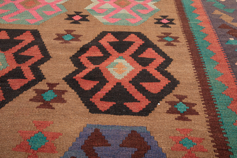 13' x 5' 4" Excellent Handwoven Vintage Tribal Kilim Rug - Yasi & Fara 