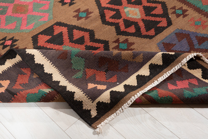 13' x 5' 4" Excellent Handwoven Vintage Tribal Kilim Rug - Yasi & Fara 