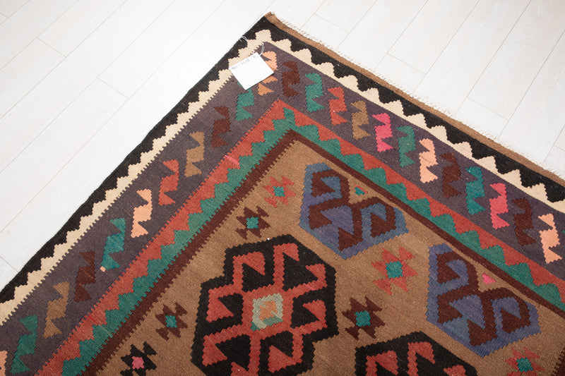 13' x 5' 4" Excellent Handwoven Vintage Tribal Kilim Rug - Yasi & Fara 
