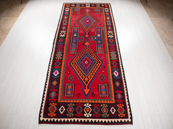 13' 3" x 5' 2" Excellent Handwoven Vintage Tribal Kilim Rug - Yasi & Fara 