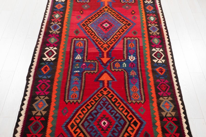 13' 3" x 5' 2" Excellent Handwoven Vintage Tribal Kilim Rug - Yasi & Fara 