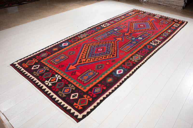 13' 3" x 5' 2" Excellent Handwoven Vintage Tribal Kilim Rug - Yasi & Fara 