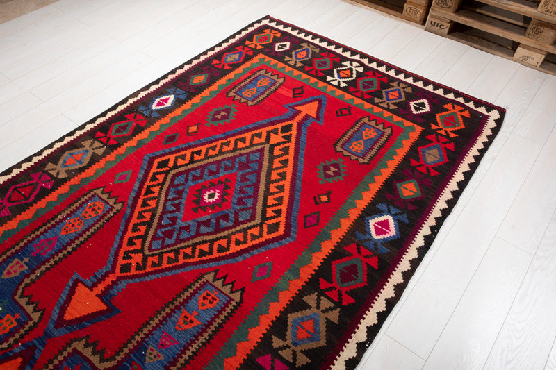 13' 3" x 5' 2" Excellent Handwoven Vintage Tribal Kilim Rug - Yasi & Fara 