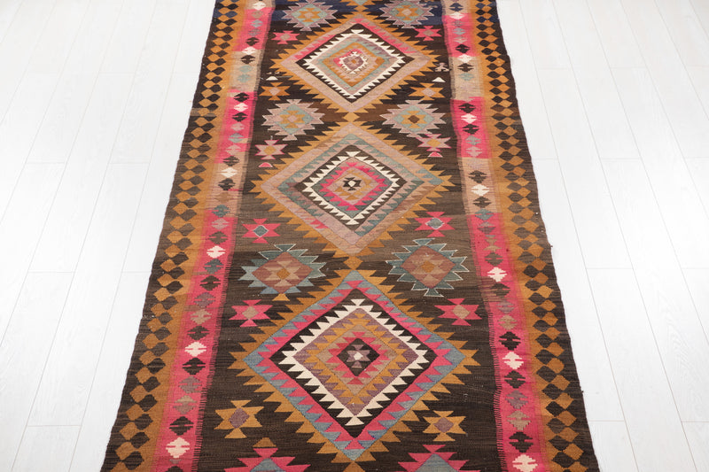 14' x 4' 2" Excellent Handwoven Collectible Vintage Tribal Runner Rug - Yasi & Fara 