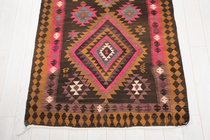 14' x 4' 2" Excellent Handwoven Collectible Vintage Tribal Runner Rug - Yasi & Fara 