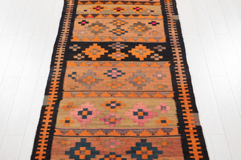 11' 7" x 4' Excellent Handwoven Vintage Tribal Kilim Runner Rug - Yasi & Fara 