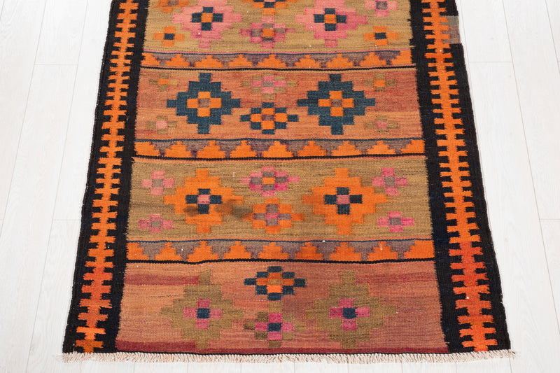 11' 7" x 4' Excellent Handwoven Vintage Tribal Kilim Runner Rug - Yasi & Fara 