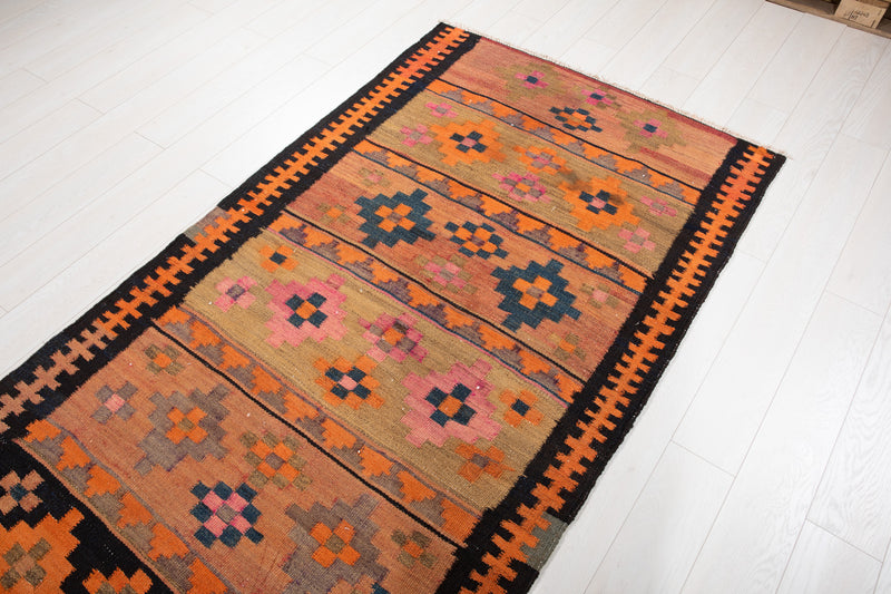 11' 7" x 4' Excellent Handwoven Vintage Tribal Kilim Runner Rug - Yasi & Fara 