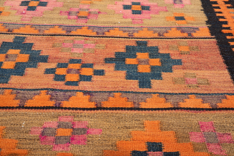 11' 7" x 4' Excellent Handwoven Vintage Tribal Kilim Runner Rug - Yasi & Fara 