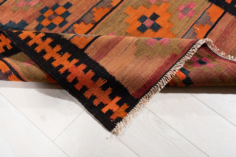11' 7" x 4' Excellent Handwoven Vintage Tribal Kilim Runner Rug - Yasi & Fara 