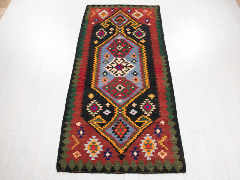 9' 3" x 4' 3" Excellent Handwoven Vintage Tribal Kilim Rug - Yasi & Fara 