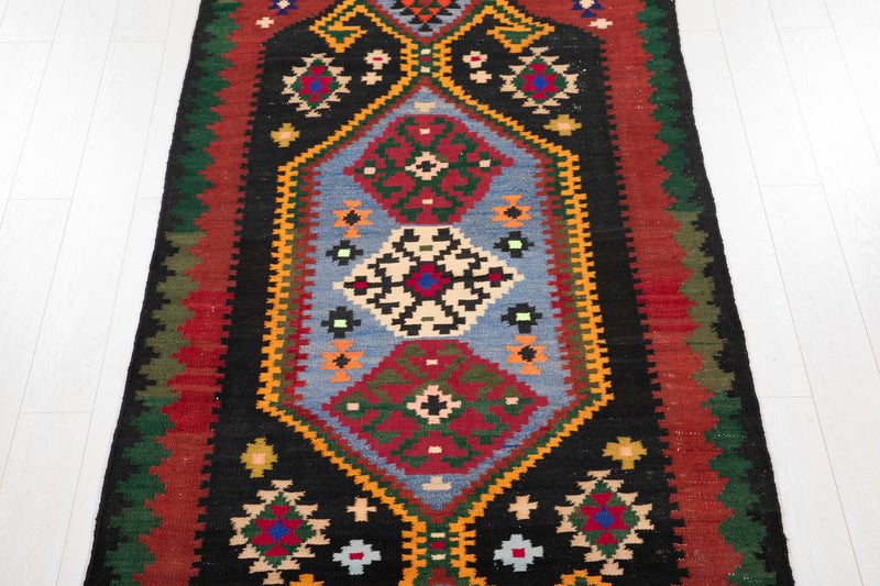 9' 3" x 4' 3" Excellent Handwoven Vintage Tribal Kilim Rug - Yasi & Fara 