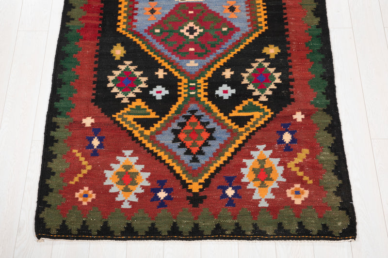 9' 3" x 4' 3" Excellent Handwoven Vintage Tribal Kilim Rug - Yasi & Fara 