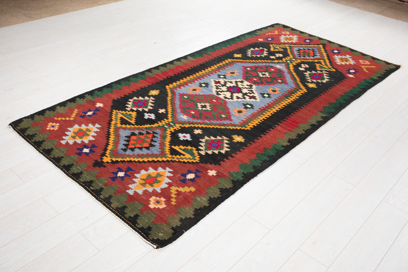 9' 3" x 4' 3" Excellent Handwoven Vintage Tribal Kilim Rug - Yasi & Fara 