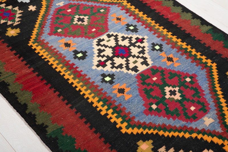 9' 3" x 4' 3" Excellent Handwoven Vintage Tribal Kilim Rug - Yasi & Fara 