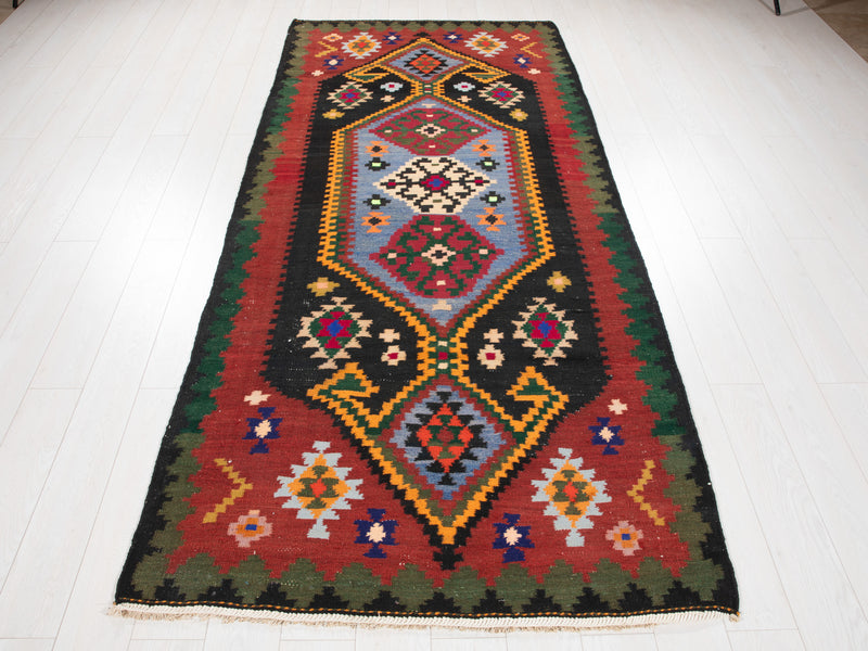 9' 3" x 4' 3" Excellent Handwoven Vintage Tribal Kilim Rug - Yasi & Fara 
