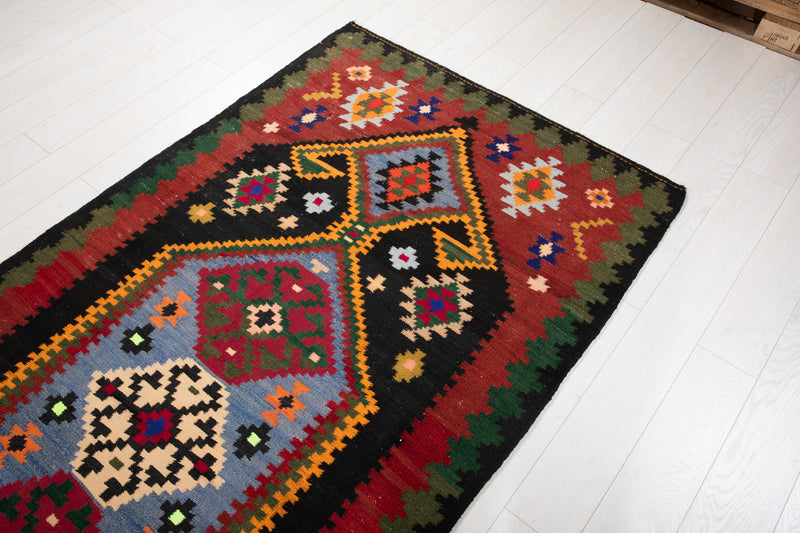 9' 3" x 4' 3" Excellent Handwoven Vintage Tribal Kilim Rug - Yasi & Fara 