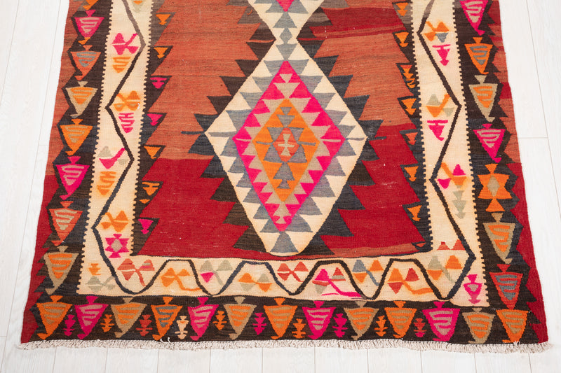13' 3" x 4' 10" Excellent Handwoven Vintage Tribal Kilim Rug - Yasi & Fara 
