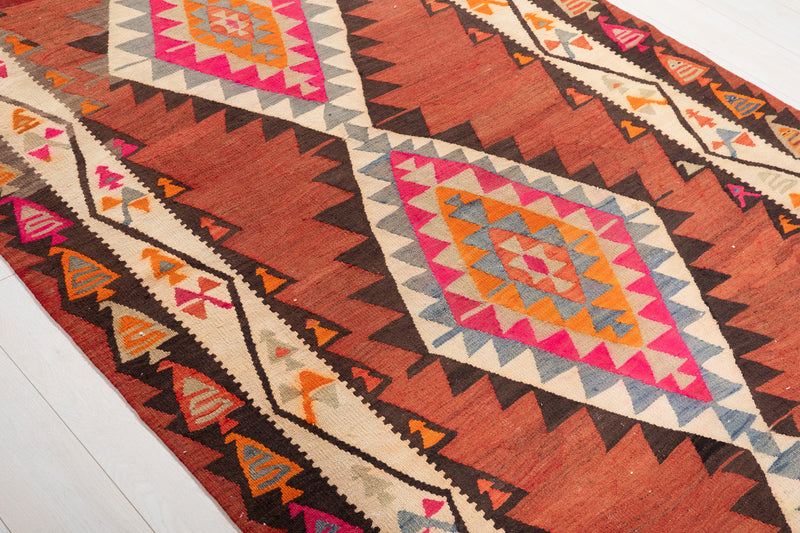 13' 3" x 4' 10" Excellent Handwoven Vintage Tribal Kilim Rug - Yasi & Fara 