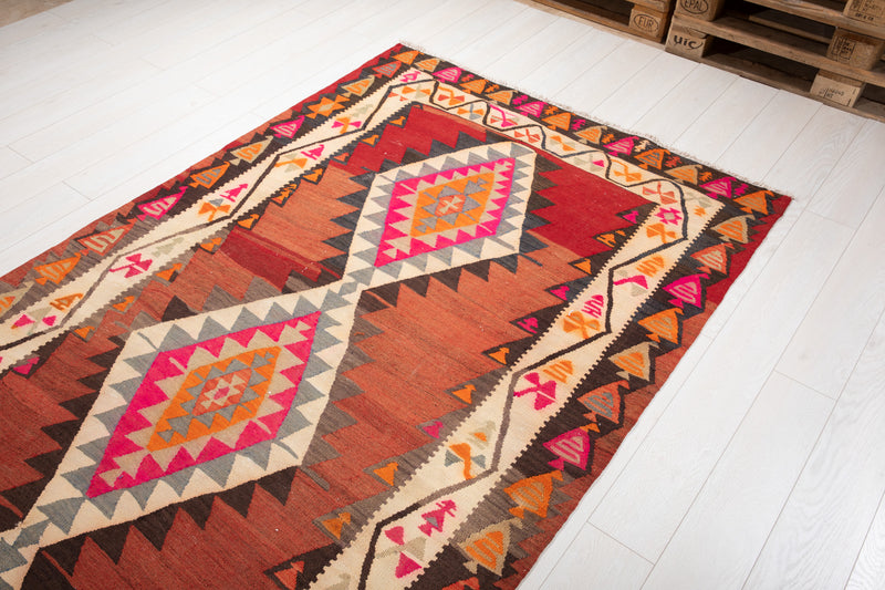 13' 3" x 4' 10" Excellent Handwoven Vintage Tribal Kilim Rug - Yasi & Fara 