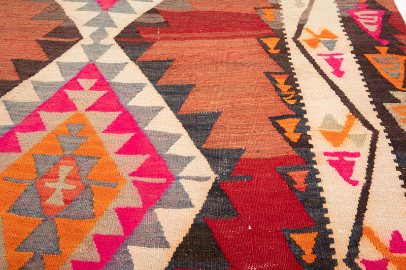 13' 3" x 4' 10" Excellent Handwoven Vintage Tribal Kilim Rug - Yasi & Fara 