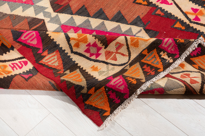 13' 3" x 4' 10" Excellent Handwoven Vintage Tribal Kilim Rug - Yasi & Fara 
