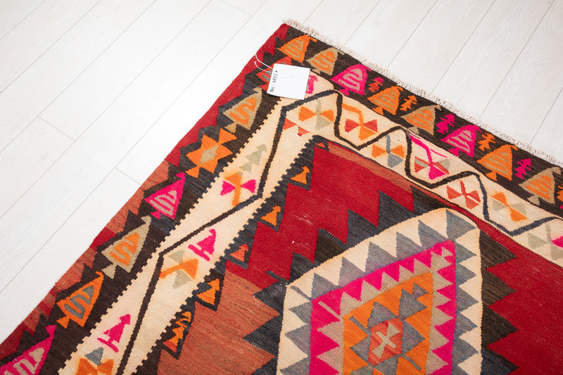 13' 3" x 4' 10" Excellent Handwoven Vintage Tribal Kilim Rug - Yasi & Fara 