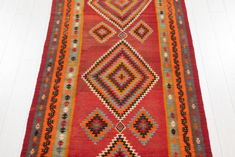 10' 1" x 4' Excellent Handwoven Vintage Tribal Kilim Runner Rug - Yasi & Fara 