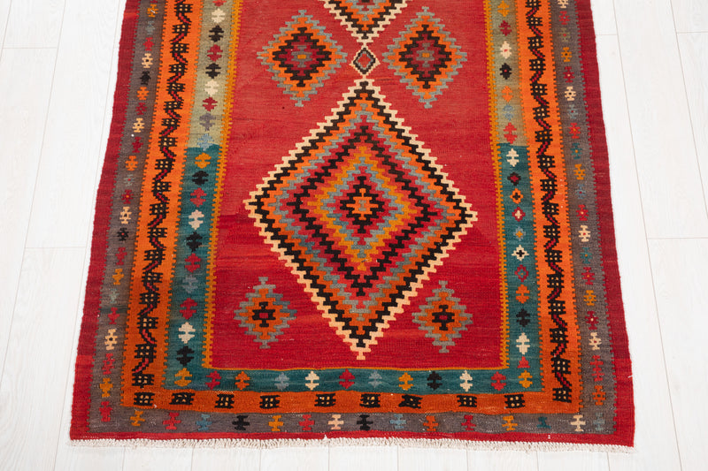 10' 1" x 4' Excellent Handwoven Vintage Tribal Kilim Runner Rug - Yasi & Fara 