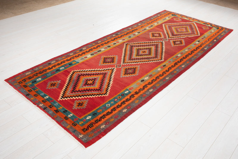 10' 1" x 4' Excellent Handwoven Vintage Tribal Kilim Runner Rug - Yasi & Fara 