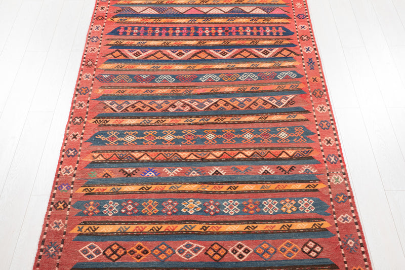13' 2" x 4' 10" Excellent Handwoven Vintage Tribal Wide Runner Rug - Yasi & Fara 
