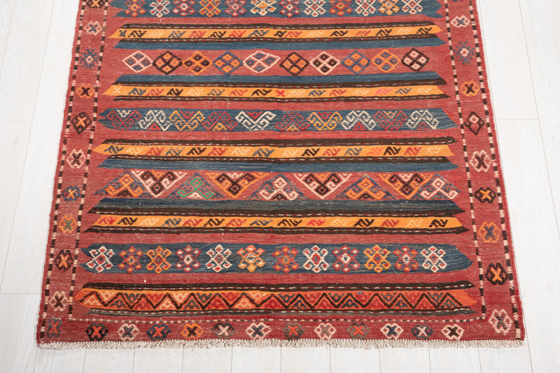 13' 2" x 4' 10" Excellent Handwoven Vintage Tribal Wide Runner Rug - Yasi & Fara 