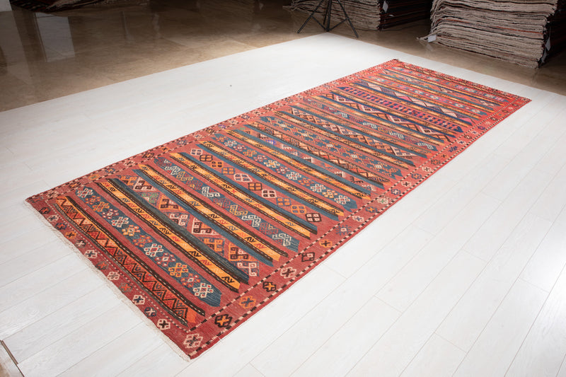 13' 2" x 4' 10" Excellent Handwoven Vintage Tribal Wide Runner Rug - Yasi & Fara 