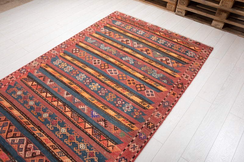 13' 2" x 4' 10" Excellent Handwoven Vintage Tribal Wide Runner Rug - Yasi & Fara 