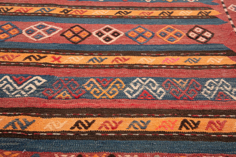 13' 2" x 4' 10" Excellent Handwoven Vintage Tribal Wide Runner Rug - Yasi & Fara 