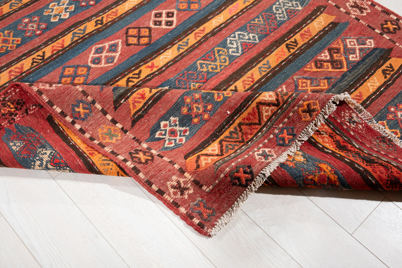 13' 2" x 4' 10" Excellent Handwoven Vintage Tribal Wide Runner Rug - Yasi & Fara 